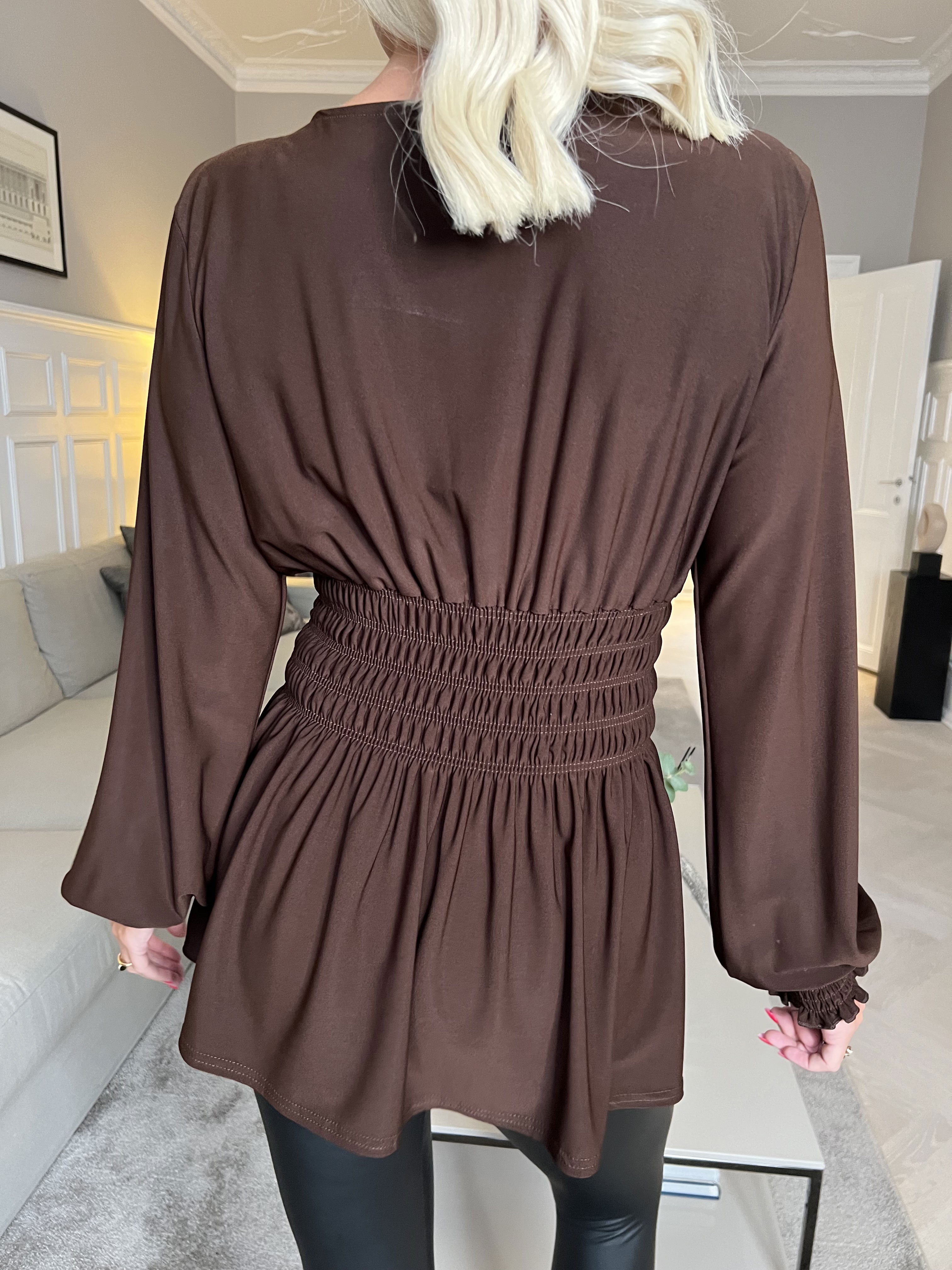 Pams Plain Shirt L/S - Bluse i elastisk stof med lange ærmer